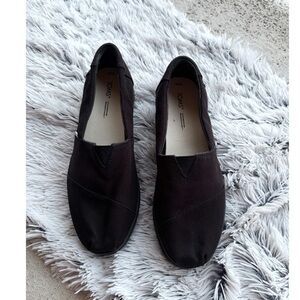 TOMS Black Fabric Platform Loafers Slip‎ On
